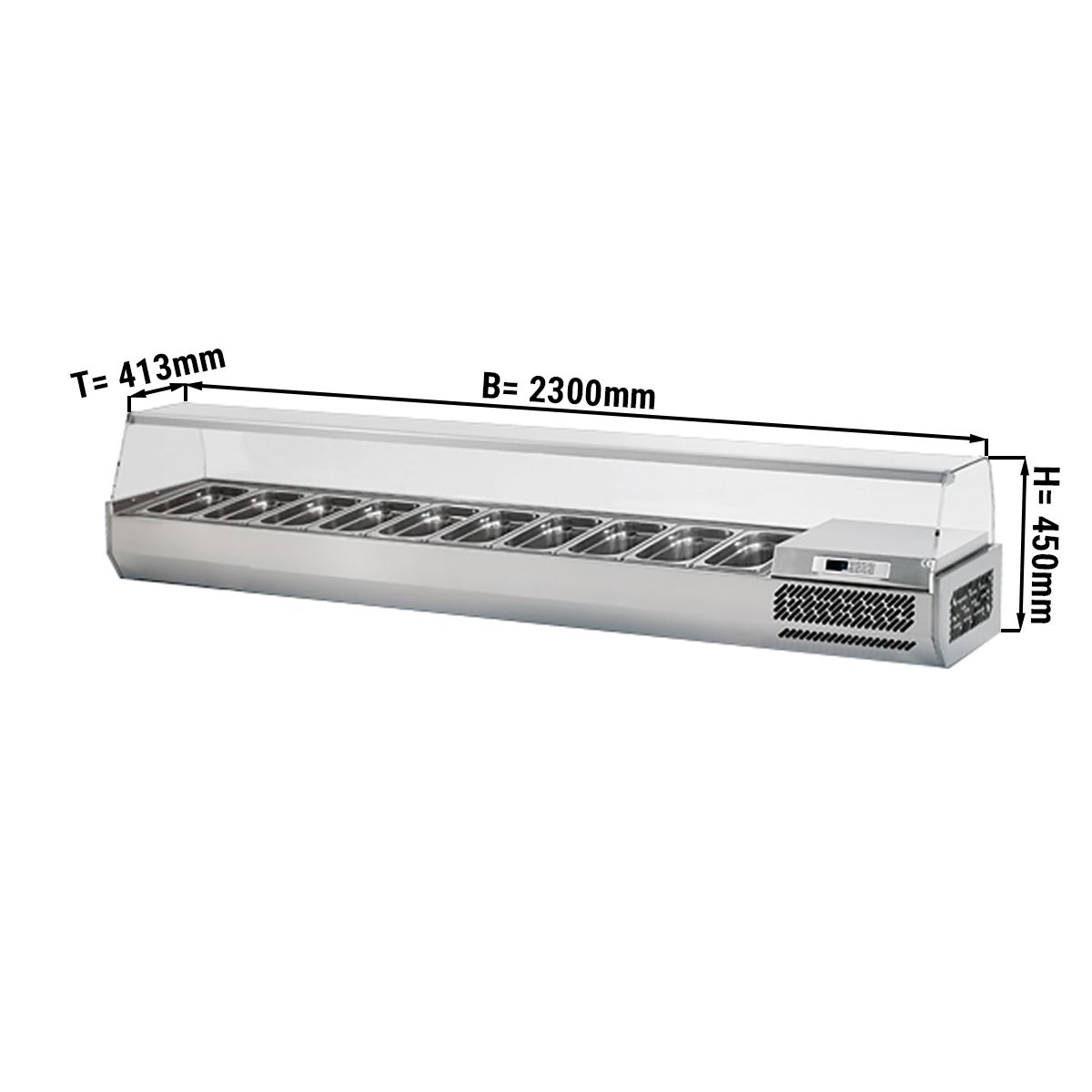 Kühlaufsatzvitrine PREMIUM PLUS - 2300x413mm - 10x GN 1/3