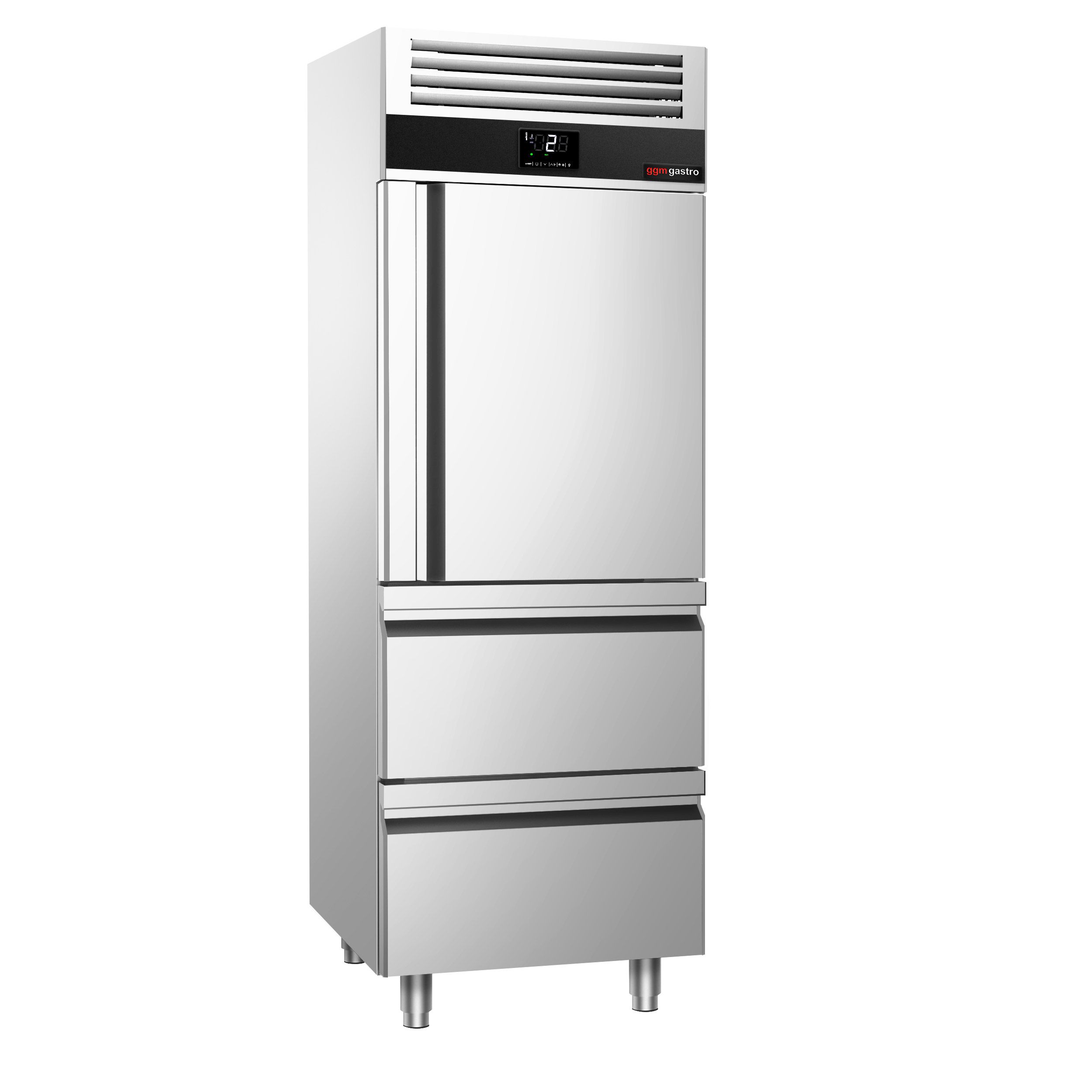 Kühlschrank PREMIUM - GN 2/1 - 700 Liter - mit 1 Edelstahlhalbtür & 2 Schubladen