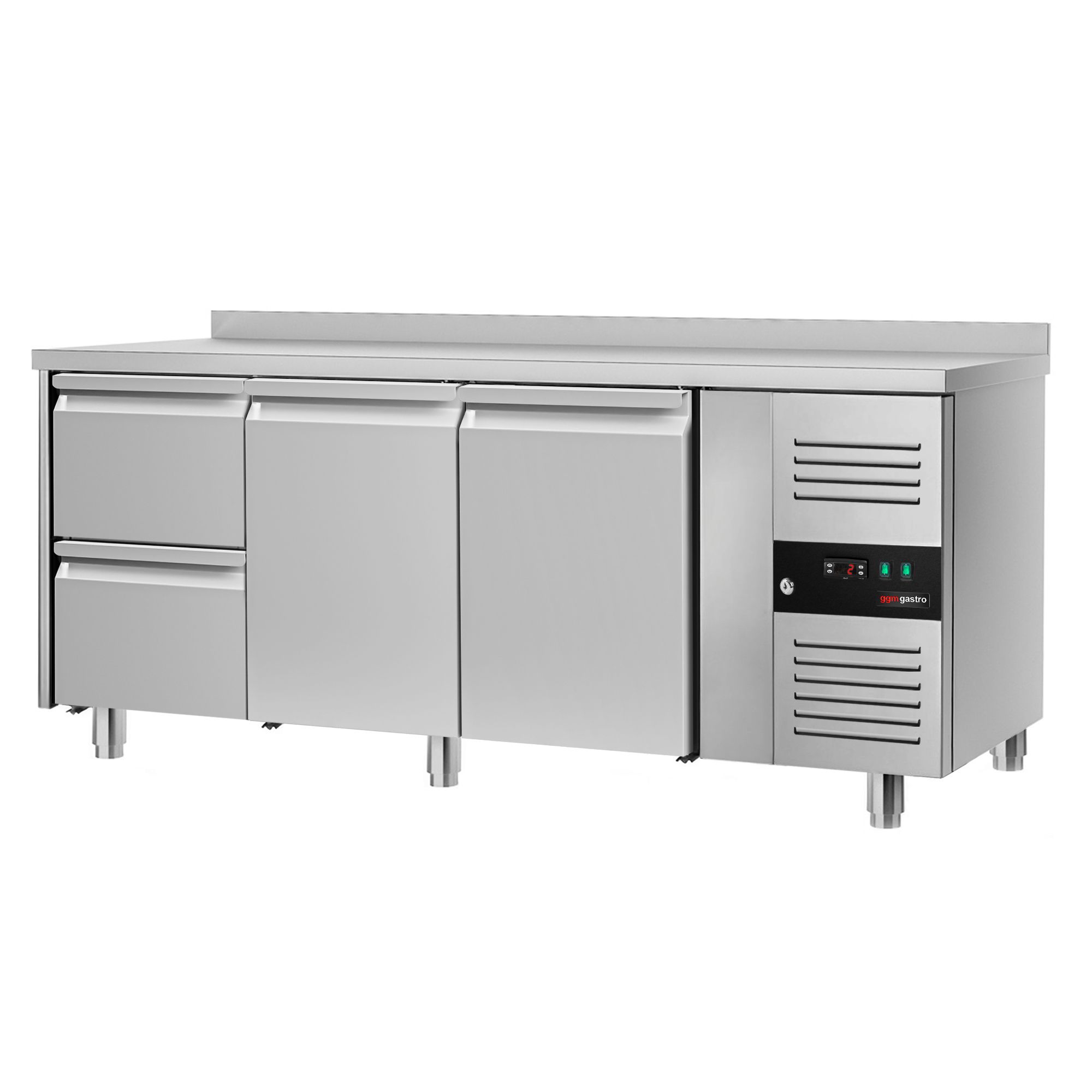 Kühltisch ECO - 1800x700mm - mit 2 Türen & 2 Schubladen & mit Aufkantung