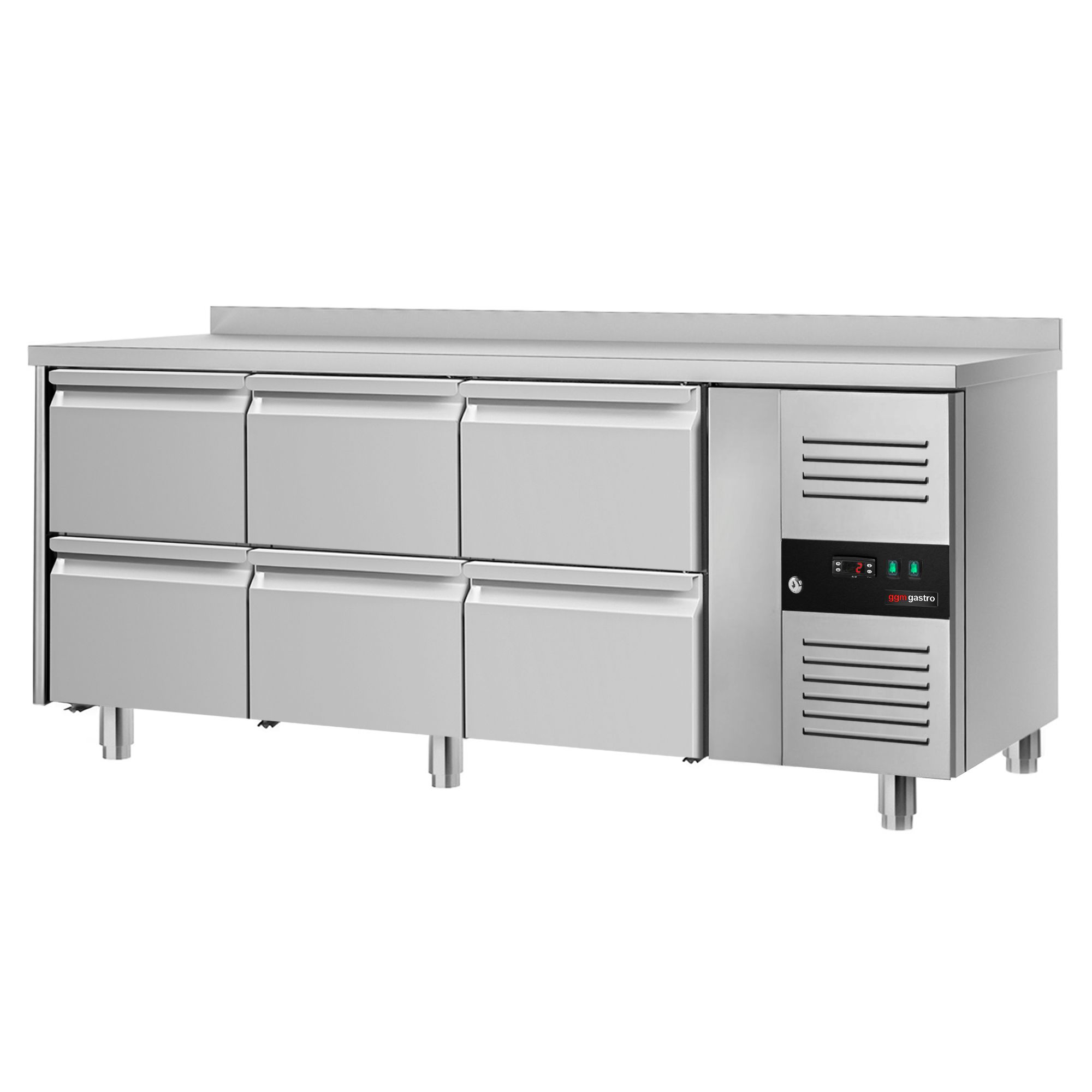 Kühltisch ECO - 1800x700mm - mit 6 Schubladen & mit Aufkantung