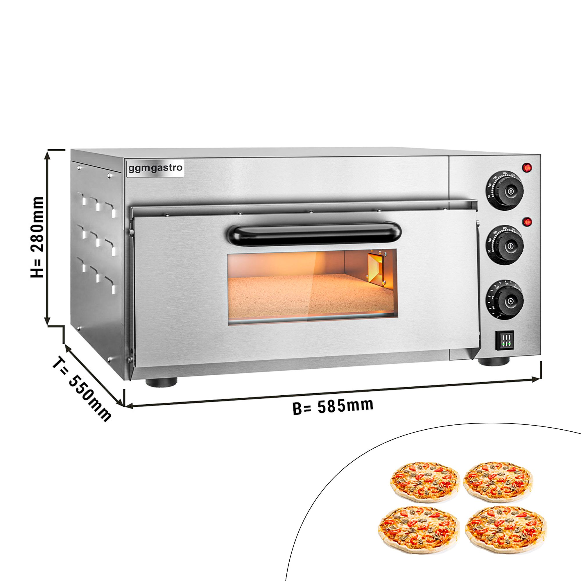 Elektro Mini Pizzaofen - 4x 20cm - Manuell