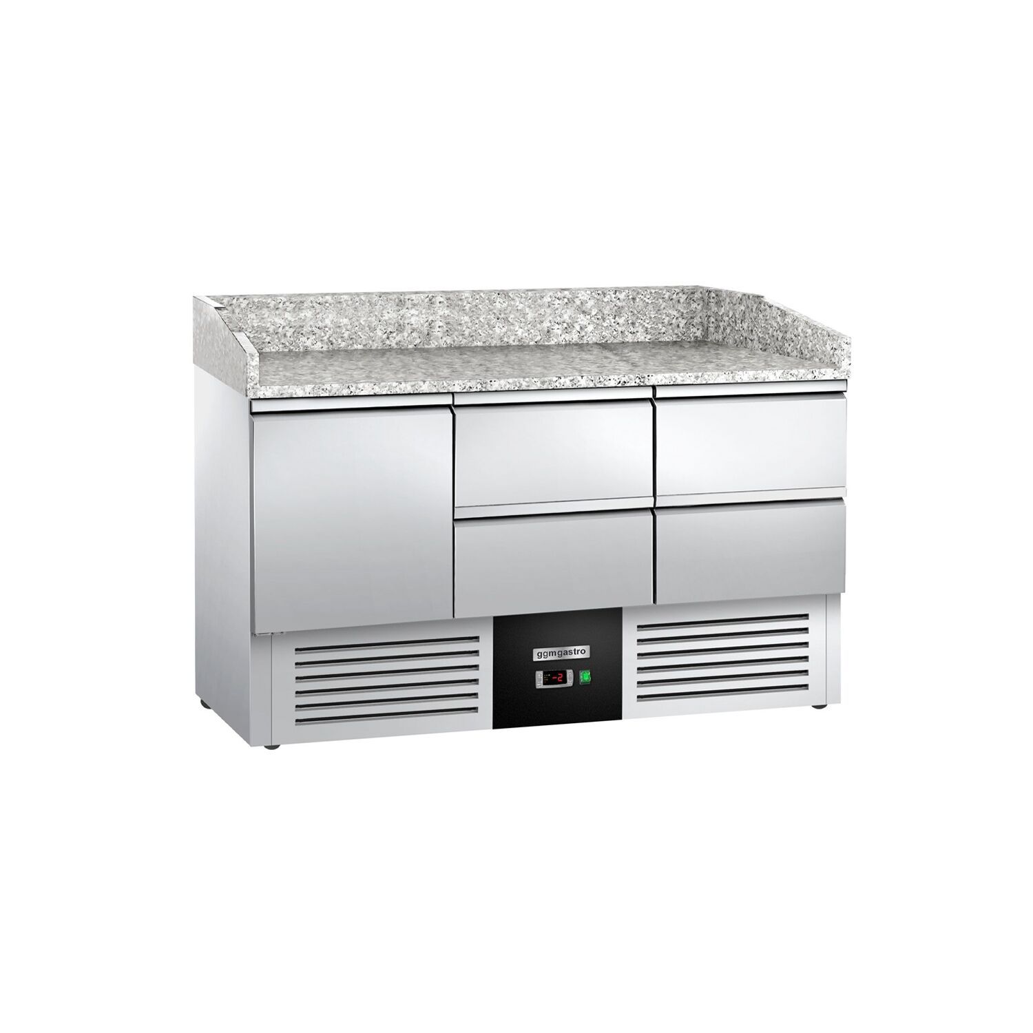 Pizzakühltisch PREMIUM - 1400x700mm - 1 Tür & 4 Schubladen