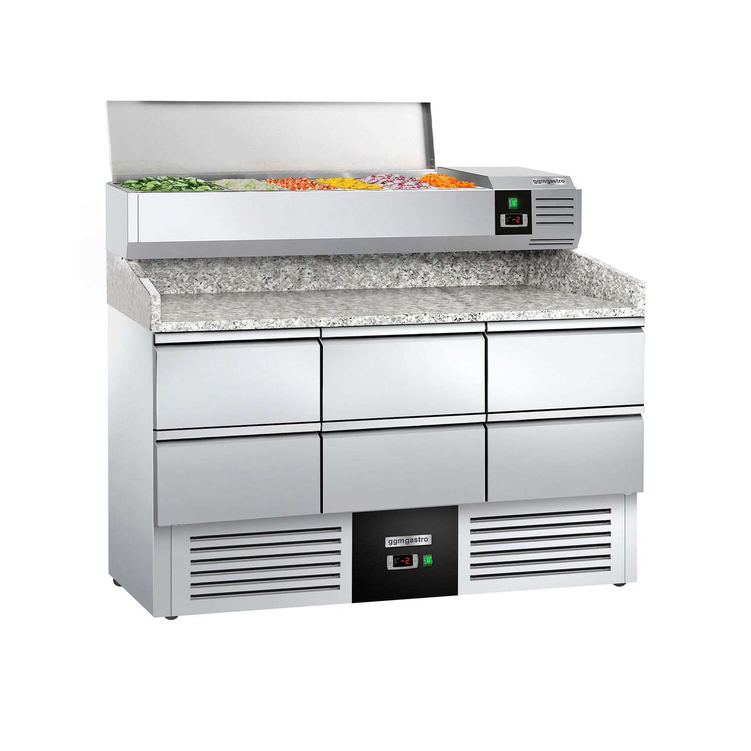 Pizzakühltisch PREMIUM - 1400x700mm - mit 6 Schubladen 1/2