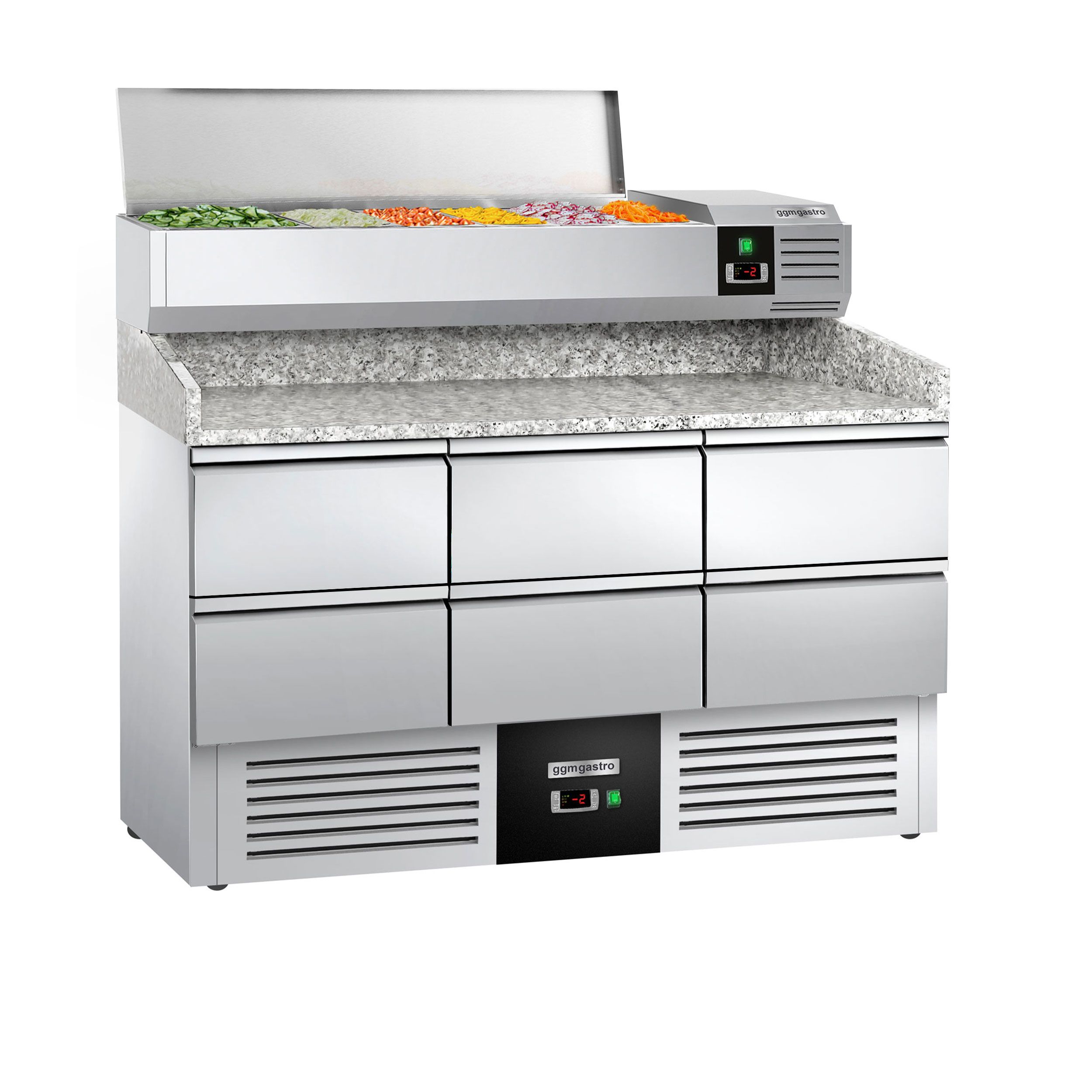 Pizzakühltisch PREMIUM - 1400x700mm - mit 6 Schubladen 1/2