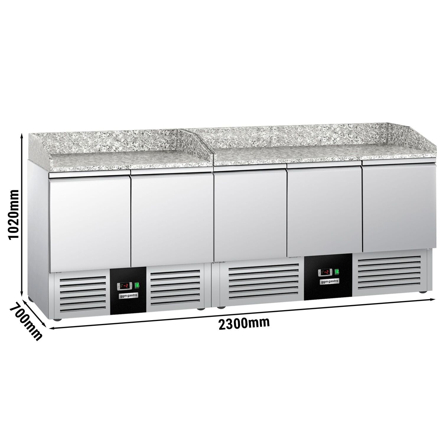 Pizzakühltische PREMIUM - 2300x700mm - 5 Türen