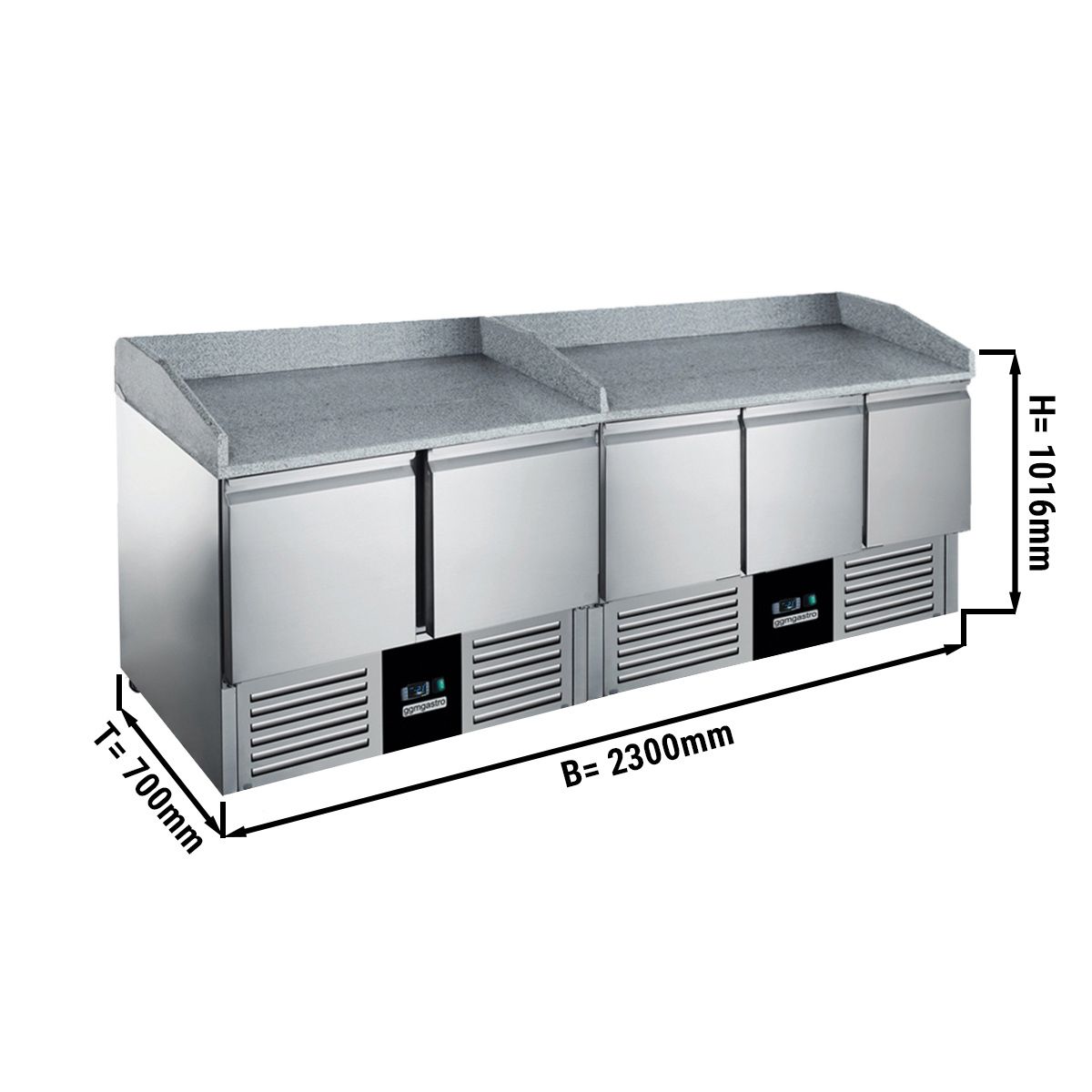 Pizzakühltische PREMIUM - 2300x700mm - 5 Türen