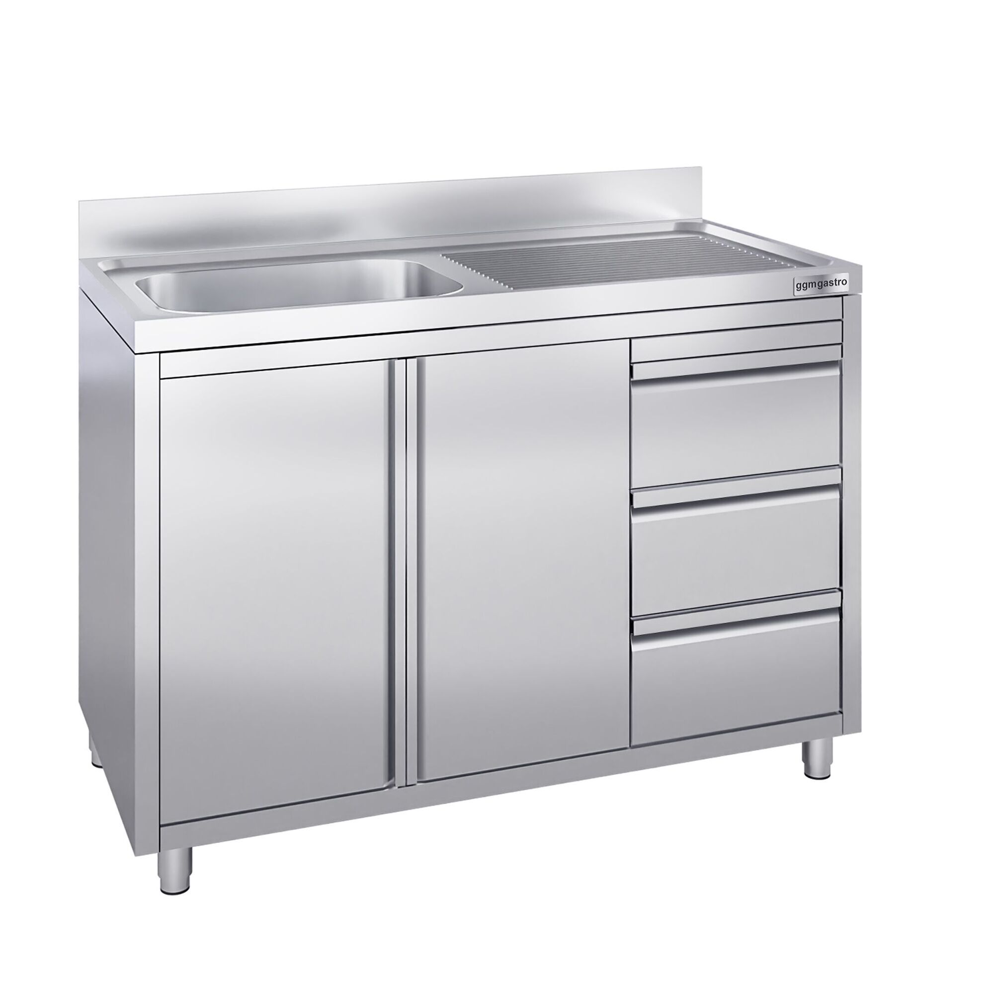 Spülschrank - 1200x700mm - mit 3 Schubladen & 1 Becken links