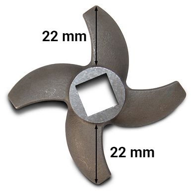 Couteau pour hachoir à viande - 4 lames - 22mm - trous 12x12mm - compatible avec FWH22, FWF22C, FWF22SN