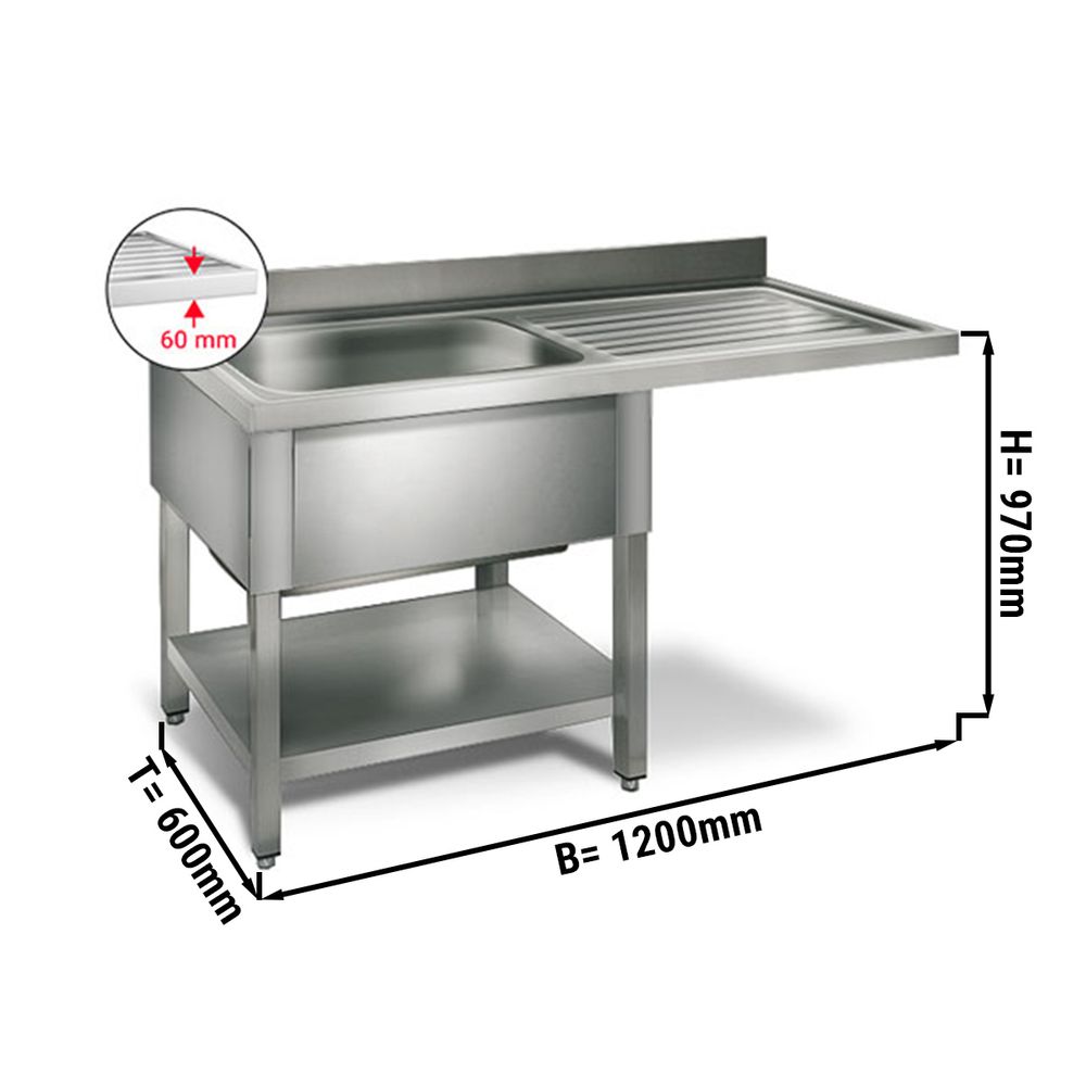 Spulmaschinen Spultisch 1 2 M 1 Becken Links L 40 X B 40 X T 25 Cm