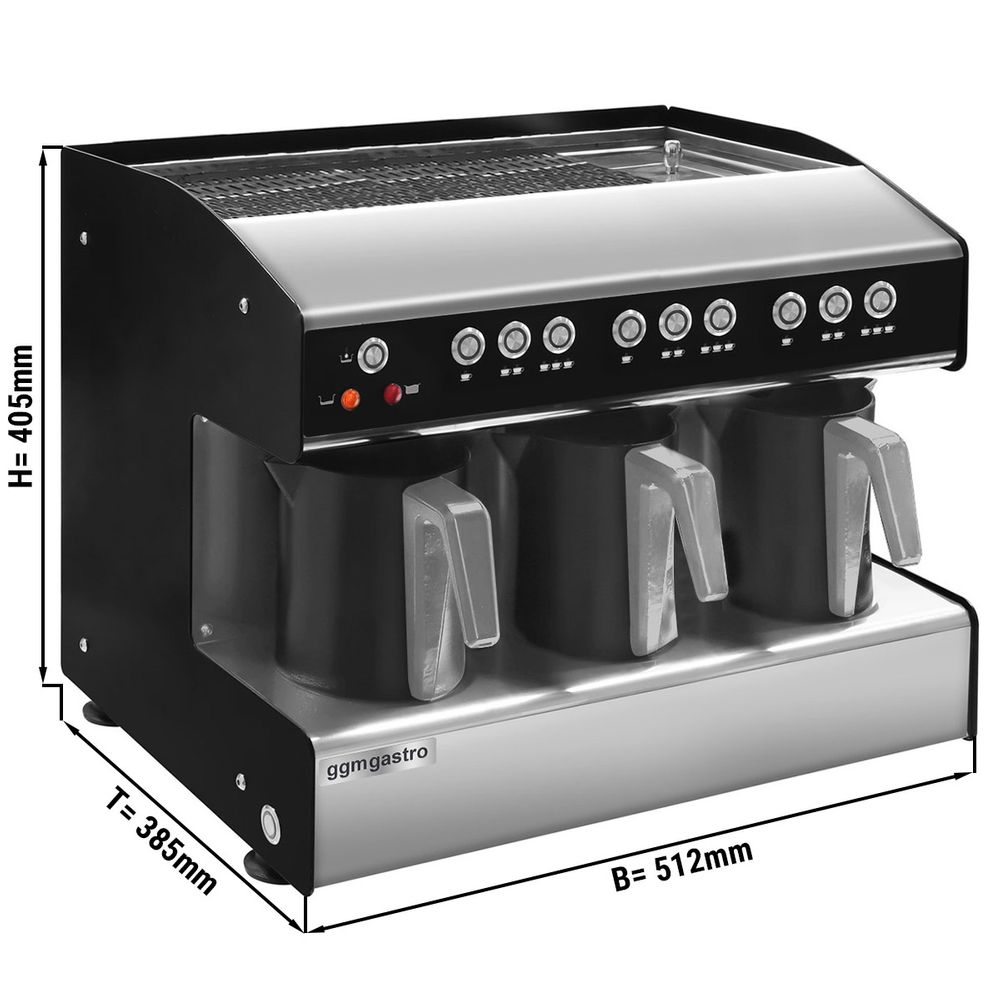 koffie & mokka machine TRIO - Zwart / Chroom | Gastro