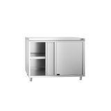 Edelstahl Arbeitsschrank PREMIUM - 1000x800mm - mit Schiebetür ohne Aufkantung