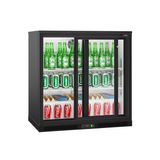 Barkühlschrank - 900mm - 220 Liter - mit 2 Glasschiebetüren - Schwarz