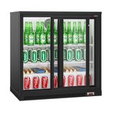 Barkühlschrank - 900mm - 220 Liter - mit 2 Glasschiebetüren - Schwarz