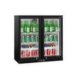 Barkühlschrank - 900mm - 220 Liter - mit 2 Glasflügeltüren - Schwarz