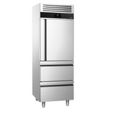 Kühlschrank PREMIUM - GN 2/1 - 700 Liter - mit 1 Edelstahlhalbtür & 2 Schubladen