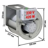Radialventilator 2200 m³ pro Std. - für Wandhauben
