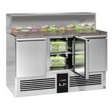 Saladette Premium - 1368mm - Edelstahlaufsatz für 8x GN 1/6 - 3 Türen