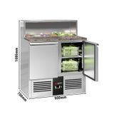 Saladette PREMIUM - 903mm - Edelstahlaufsatz für 5x GN 1/6 - 2 Türen