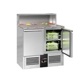 Saladette PREMIUM - 903mm - Edelstahlaufsatz für 5x GN 1/6 - 2 Türen