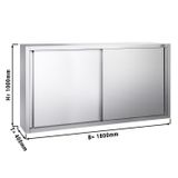 Edelstahl Wandhängeschrank PREMIUM - 1800x400mm - mit Schiebetür - 1000mm hoch