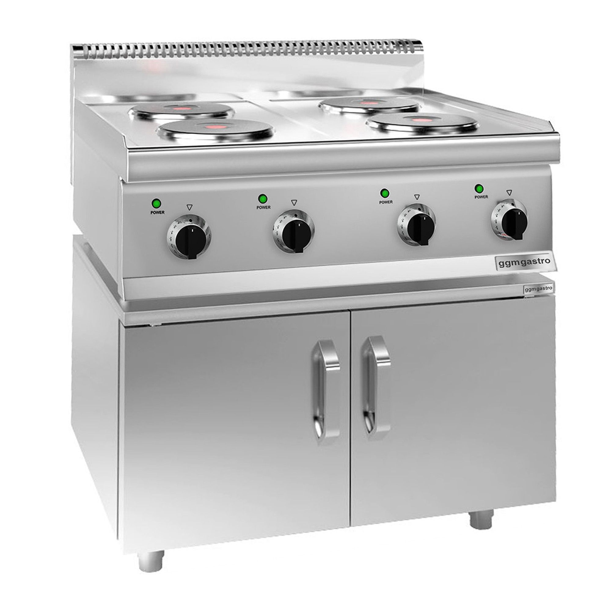 Electric cooker 4x plates round 8 kW incl. base with 2 doors