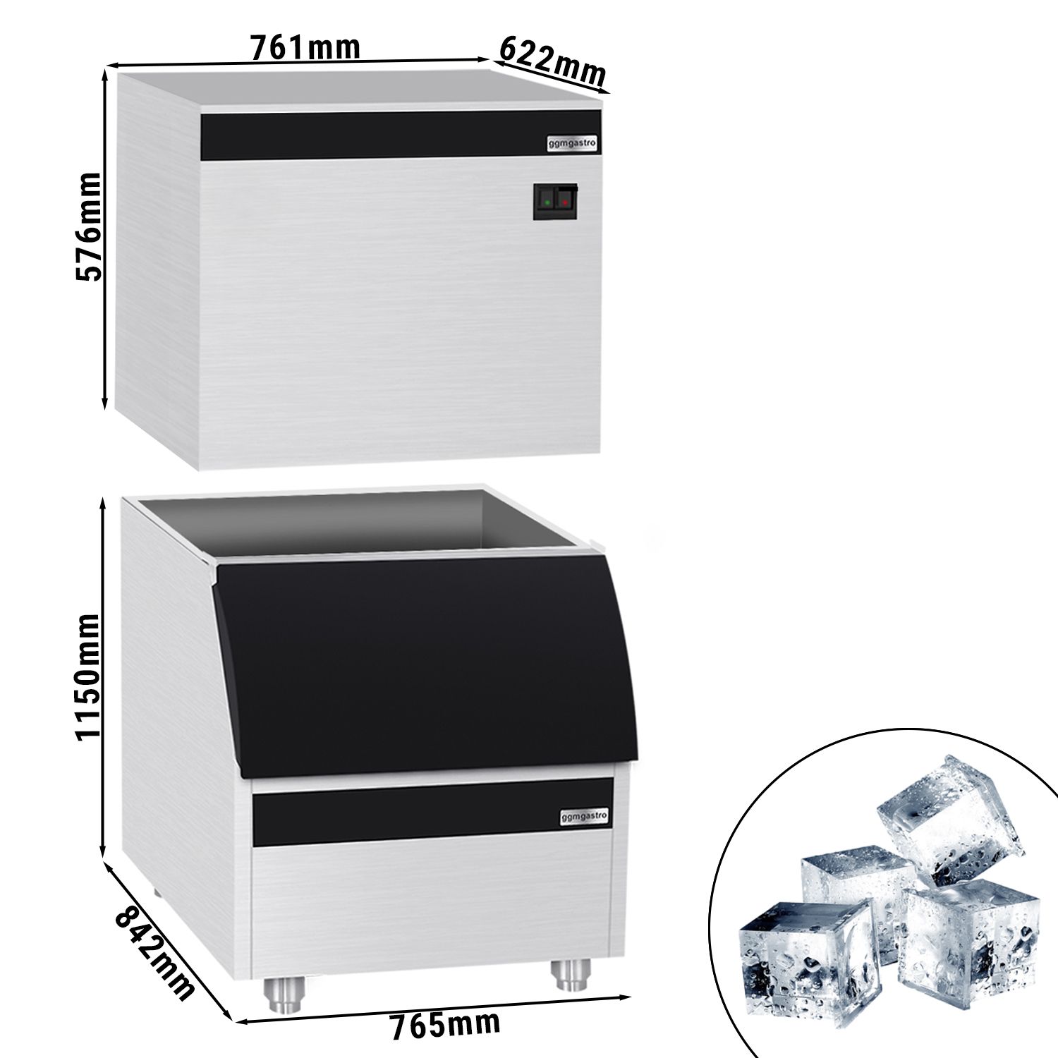 Máquina para hacer hielo gourmet 30 kg en 24 horas Grondoy GR-H30