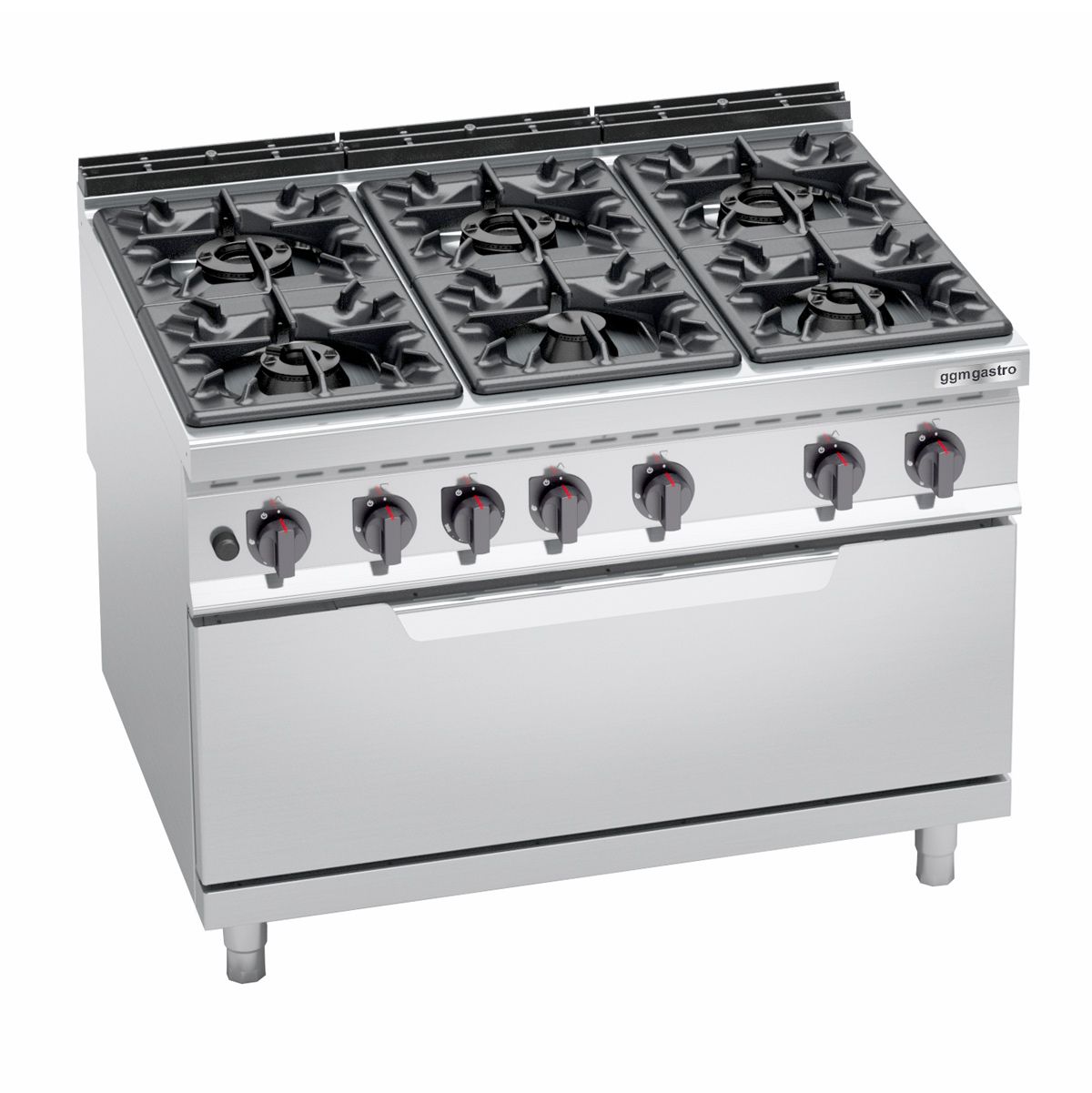 Gas Stove with 6 Burners 53.5 kW Gas Oven 12 kW GGM Gastro