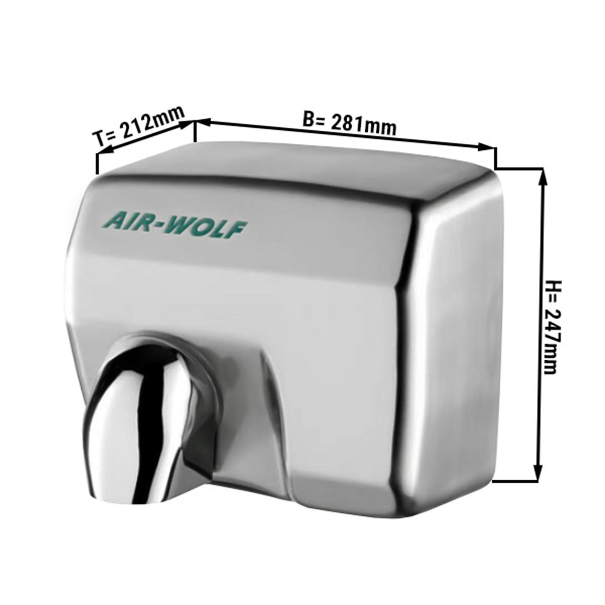 AIR-WOLF, Händetrockner mit Infrarot-Sensor - Edelstahl