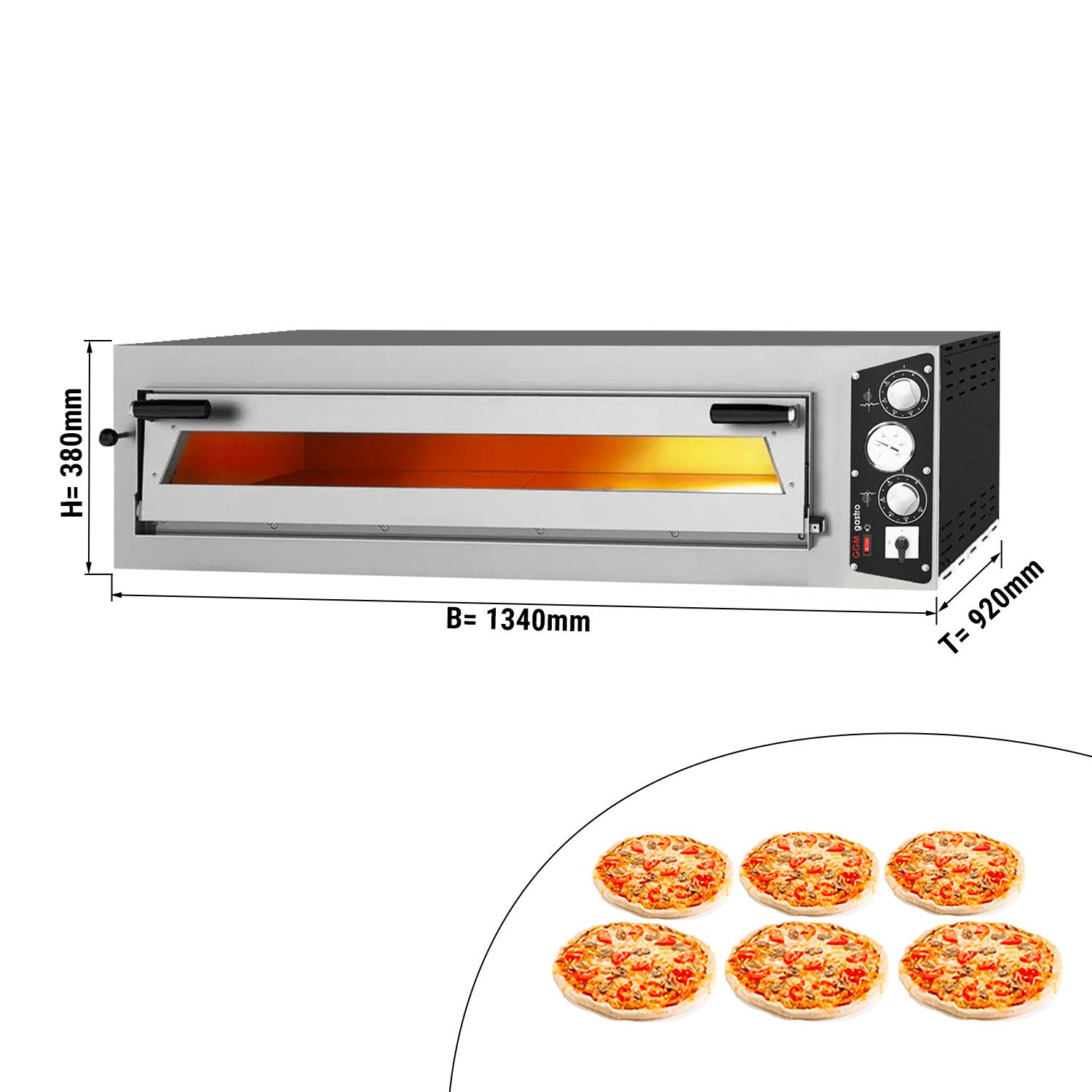 Four à pizza électrique 6 + 6 x 35 cm (largeur) - 18kW - 400V