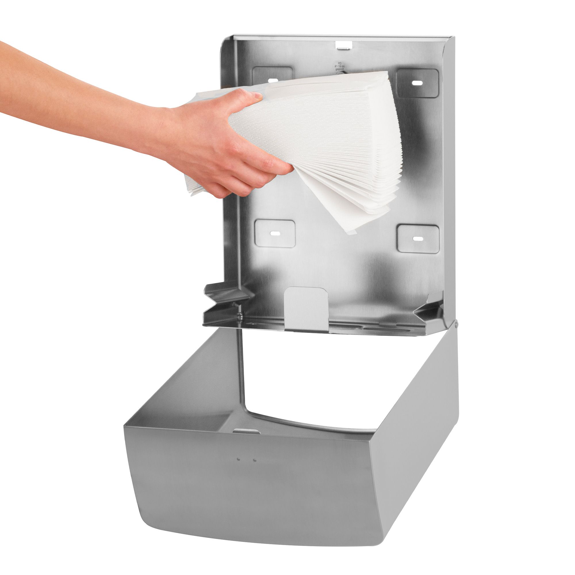 Dispenser distributore acciaio inox carta asciugamani piegati a C,V,Z