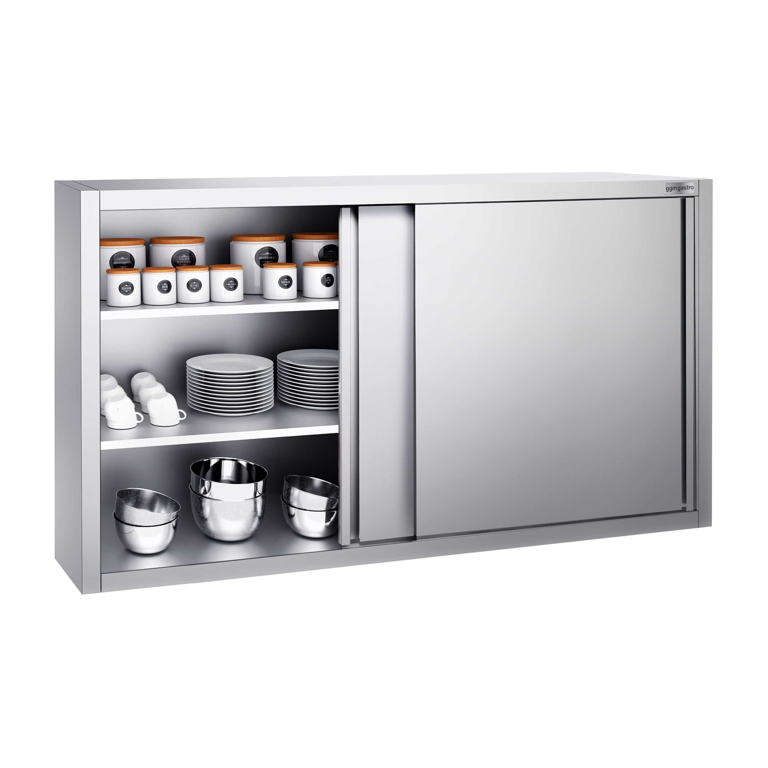 Stainless steel wall cabinet PREMIUM 1600x400mm with sliding