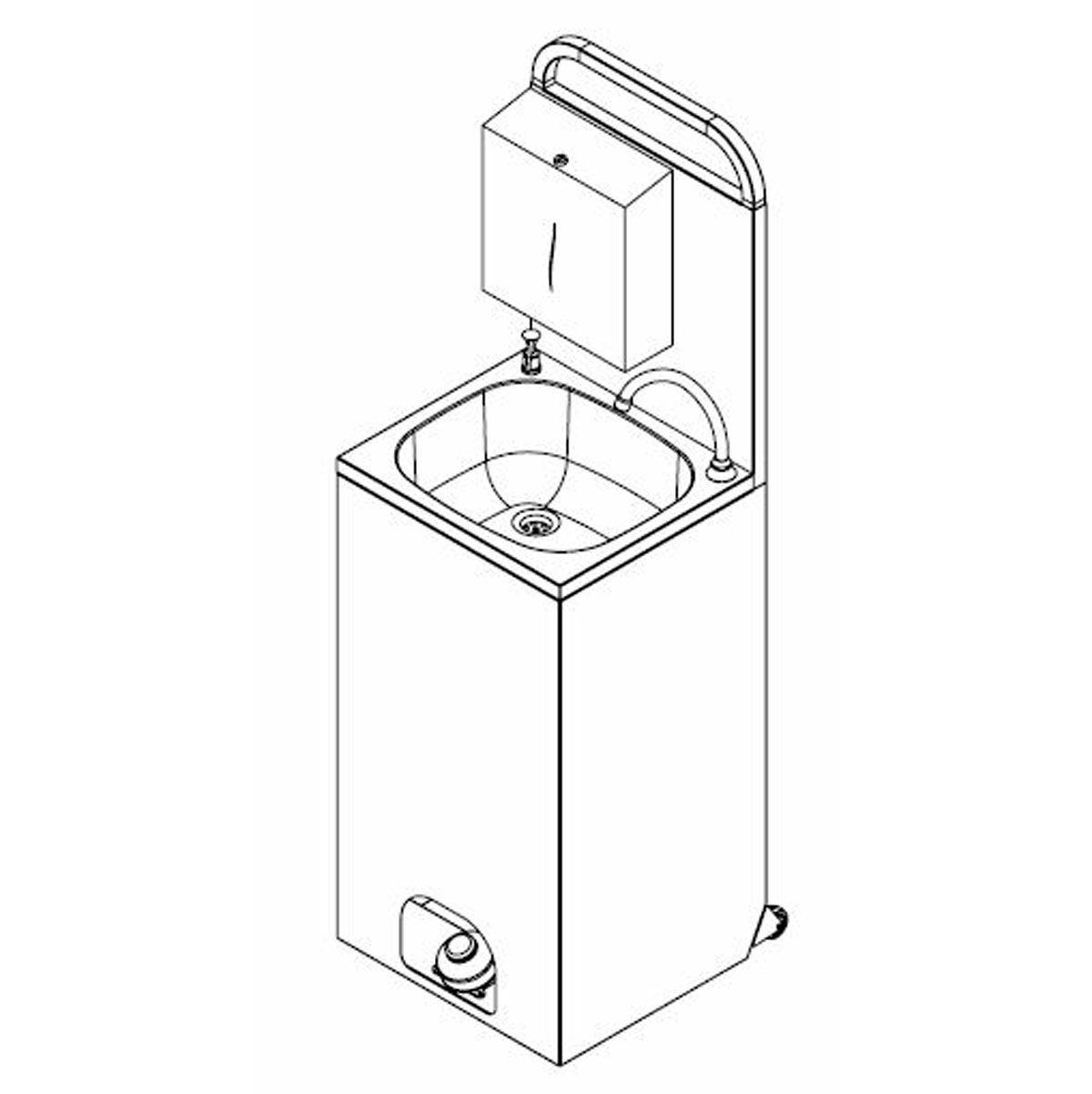 Mobiles Handwaschbecken - Beckenmaß: 410x350mm - mit Seifen- &  Papierhandtuchspender