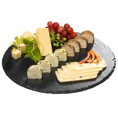 (6 Stück) Tortenplatte / Servierplatte - Naturschiefer - Ø 320mm