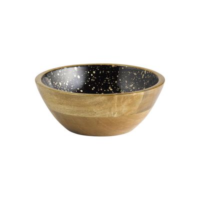 (6 Stück) Schale - MANGO - Holz - 0,8 Liter - Ø 200mm - Schwarz-Gold