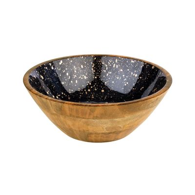 (6 Stück) Schale - MANGO - Holz - 3 Liter - Ø 300mm - Schwarz-Gold