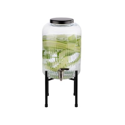 Getränkespender - INDUSTRIAL - 2-teiliges Set - Glasbehälter mit Zapfhahn - 7 Liter - inkl. Standfuß