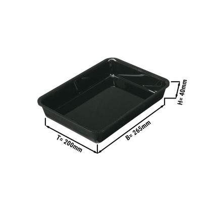 Rechthoekige presenteerschaal - Zwart - BPA-vrij - 265 x 200 x 40 mm | Meat tray | Display tray | Meng tray | Food tray | Tray | Bereidings tray
