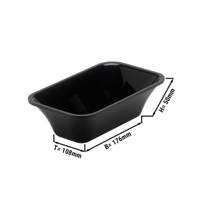 Rectangular presentation tray GN 1/9 - Black - BPA-free - 176 x 108 x 50 mm | Meat tray | Serving tray | Food tray | Bowl | Preparation tray