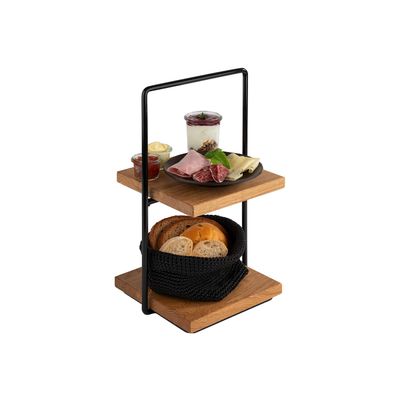 Etagère - 2-stufig - PERFECTO SMALL - Eckig - Metallgestell - Etagen aus Eichenholz