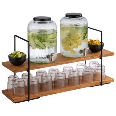 Etagère - 2-stufig - PERFECTO LARGE - Eckig - Metallgestell - Etagen aus Eichenholz