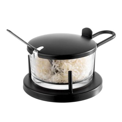 (6 Stück) Parmesan Menage - CLASSIC - 180 ml - inkl. Löffel - Schwarz