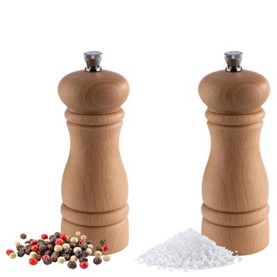(6 Stück) Salz- & Pfeffermühlen - ETERNAL - Holz - Höhe: 155mm