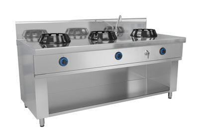 Gas wok fornuis - 42 kW - 3 kookzones - incl. 1 mini waterkolom