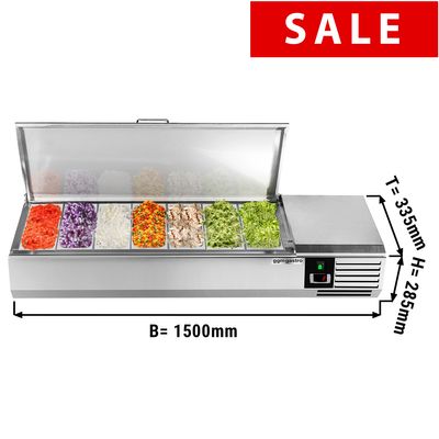 PREMIUM refrigerated display cabinet - 1.5 x 0.34 m - for 7x 1/4 GN containers