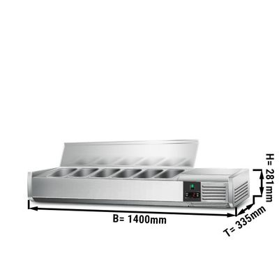  Soğutmalı Set Üstü Vitrin  PREMIUM - 1,4 x 0,34 m - 6x 1/4 GN Küvet için