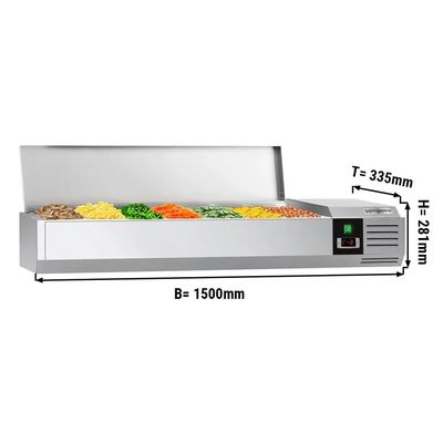 Холодильна вітрина PREMIUM - 1,5 х 0,34 м - для контейнерів 7х 1/4 GN