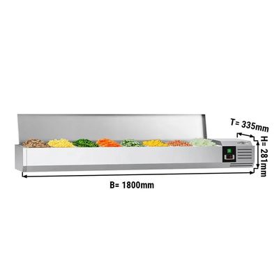 Холодильна вітрина PREMIUM - 1,8 х 0,34 м - для контейнерів 8х 1/4 GN
