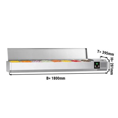 PREMIUM refrigerated display case - 1800x395mm - 8x GN 1/3