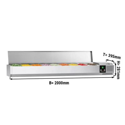 PREMIUM hűtővitrin - 2,0 x 0,4 m - 9x 1/3 GN konténerhez