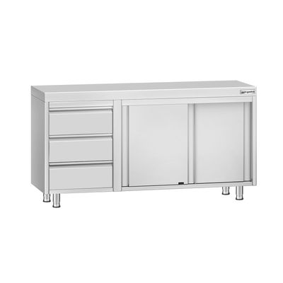 Edelstahl Arbeitsschrank ECO - 1400x700mm - mit 3 Schubladen links